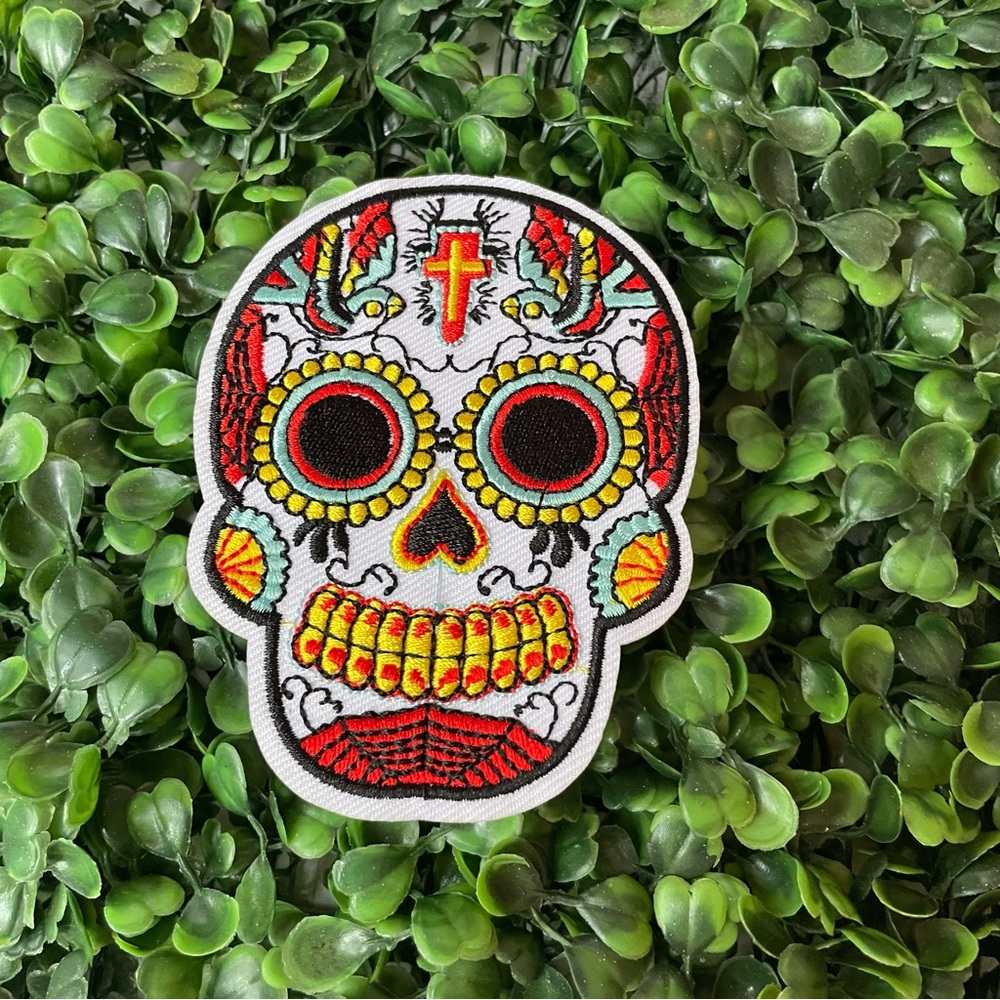 Cross Skull Iron On Patch